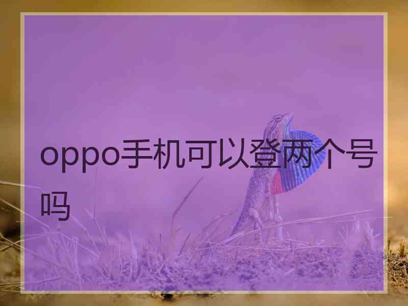 oppo手机可以登两个号吗