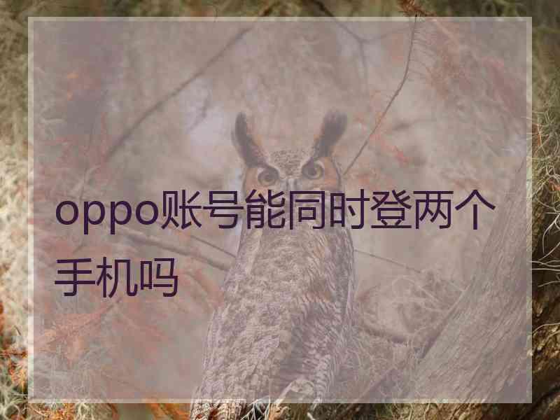 oppo账号能同时登两个手机吗