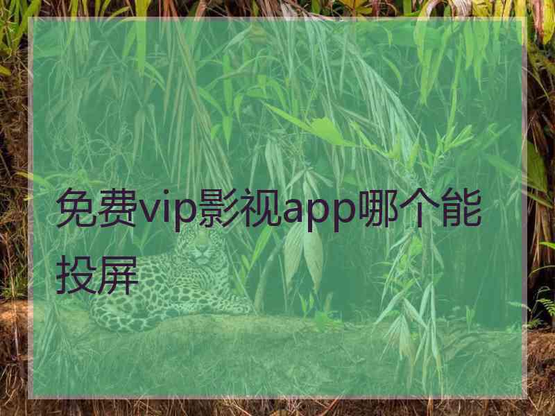 免费vip影视app哪个能投屏