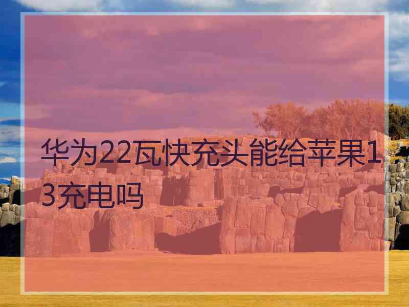 华为22瓦快充头能给苹果13充电吗