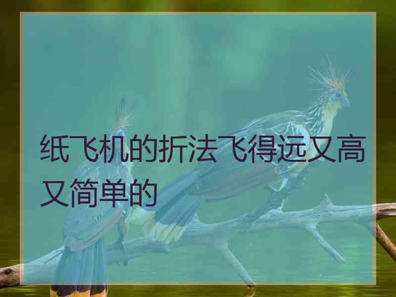 纸飞机的折法飞得远又高又简单的