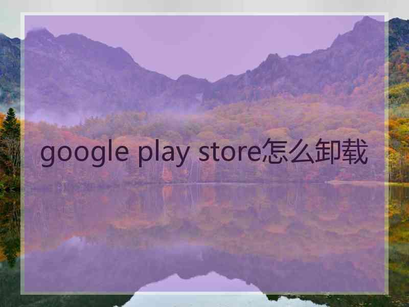 google play store怎么卸载