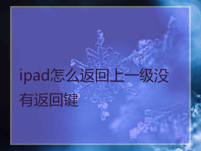 ipad怎么返回上一级没有返回键