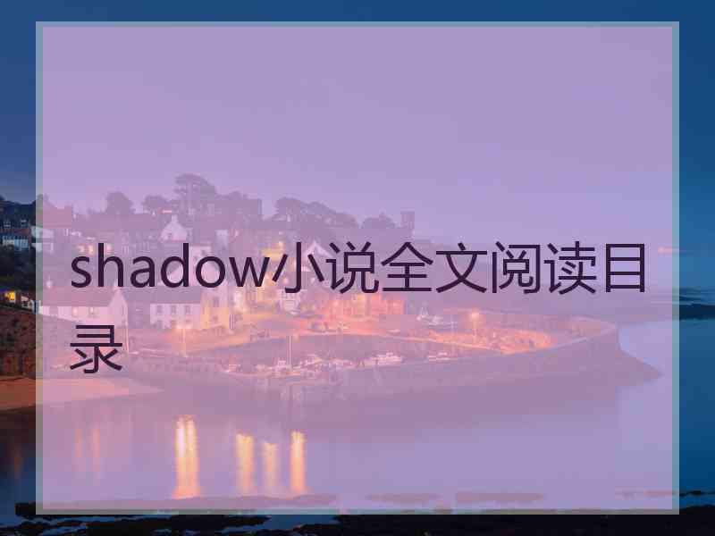 shadow小说全文阅读目录