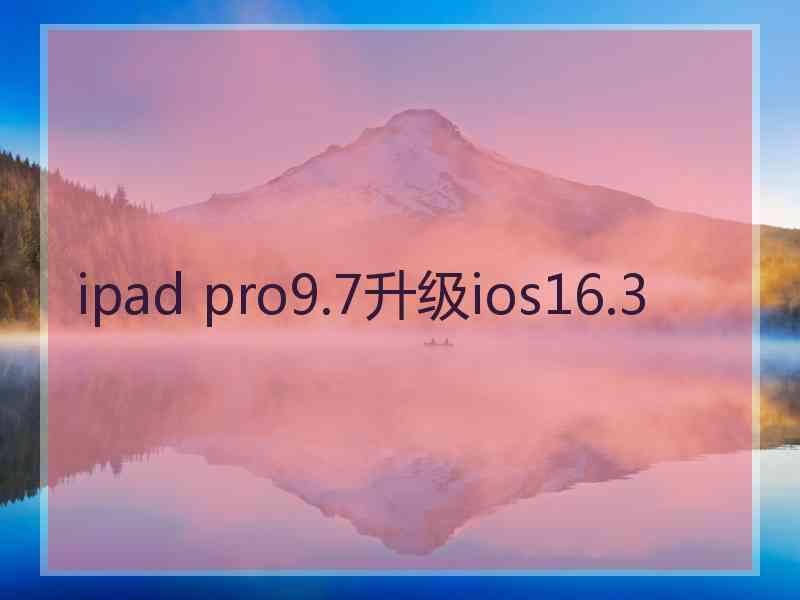 ipad pro9.7升级ios16.3