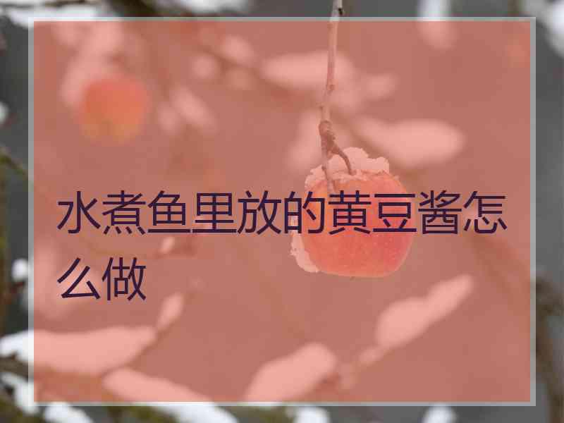 水煮鱼里放的黄豆酱怎么做