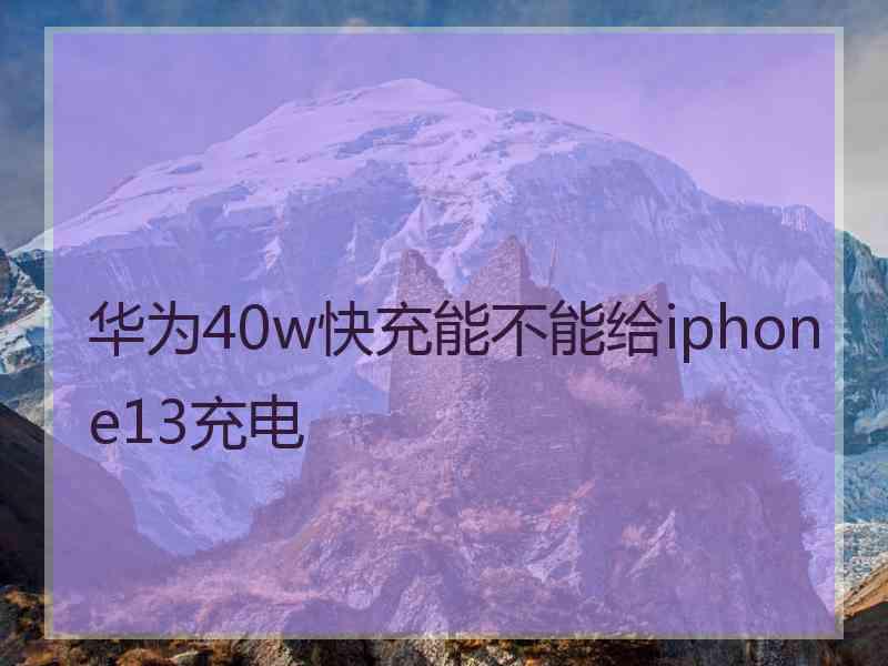 华为40w快充能不能给iphone13充电